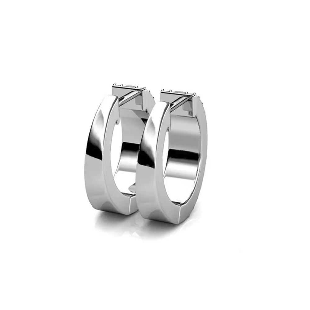 Triple Diamond Hoop Earrings Swarovski Crystals - Picture 6 of 6